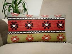 striped Lumbar Pillow 12x24 Inches Turkish Anatolian Kilim Sofa Cover Home Decor Pillow Decorative - thumbnail 1