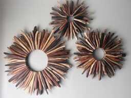 Rustic Driftwood Sunburst Wreath Handmade Wall Art - Housewarming Gift Spring Seasonal Coastal D??cor Door Display