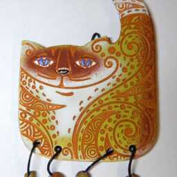 Ceramic Mini-Wall Ornamental Cat. Siamese Cat. Wall Art. Cat Hanging. Hand Made Ceramics. Wall Hanging Decor - thumbnail 2