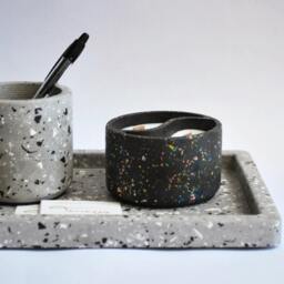 Terrazzo Eco Resin Office Set Desk Organizer, Pen Holder & Soy Candle - thumbnail 4