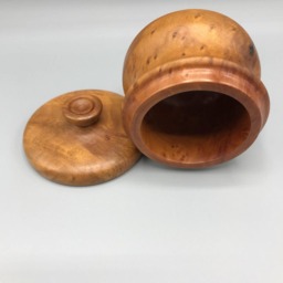 Turned Wooden Madrone Burl Lidded Vessel/Jewelry Box Ring - thumbnail 2
