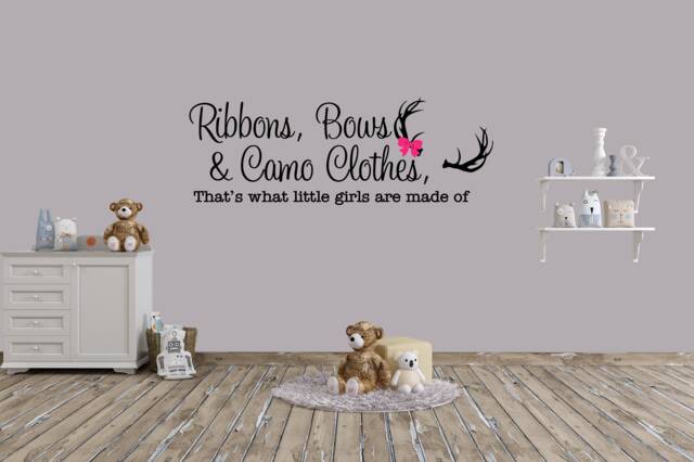 Country Girl Nursery Wall Decal Ribbons, Bows & Camo - image 1