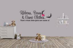 Country Girl Nursery Wall Decal Ribbons, Bows & Camo - thumbnail 1