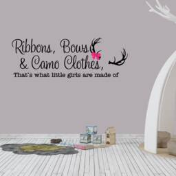 Country Girl Nursery Wall Decal Ribbons, Bows & Camo - thumbnail 2
