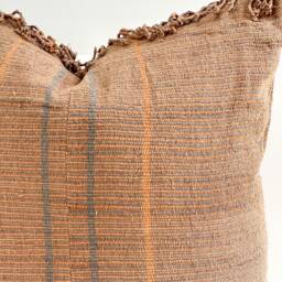 Brown Tribal Hemp Hand Woven Natural Dye Color Hmong Lumbar Pillow Cover - thumbnail 2