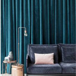 Pair Of Peacock Blue Velvet Curtains, Bedroom Living Room Custom Curtains - thumbnail 3