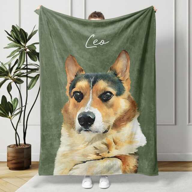 Custom Pet Photo Blanket, Personalized Dog Portrait Memorial Gift, Cat Picture Blanket - image 1