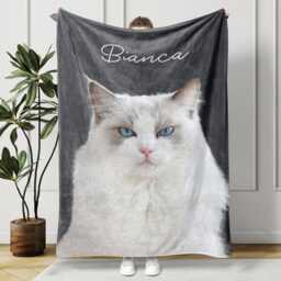 Custom Pet Photo Blanket, Personalized Dog Portrait Memorial Gift, Cat Picture Blanket - thumbnail 3
