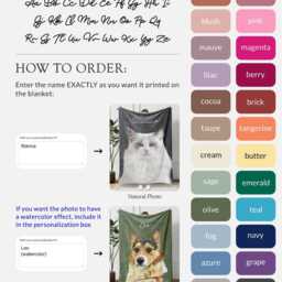 Custom Pet Photo Blanket, Personalized Dog Portrait Memorial Gift, Cat Picture Blanket - thumbnail 2