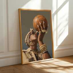 Afrocentric Basketball Art Print Stylish Figure in Gold Jewelry - Poster Only - thumbnail 2