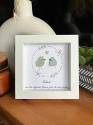 Sisters Bird Personalised Sea Glass Art. Are Like Different Flowers From The Same Garden - thumbnail 1
