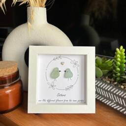Sisters Bird Personalised Sea Glass Art. Are Like Different Flowers From The Same Garden - thumbnail 3