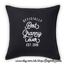 Granny Gift - Personalised Cushion Cover For Best Granny Ever With White Or Black Vinyl Design, Birthday - thumbnail 1