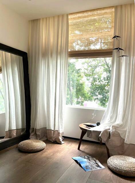 A Pair Of Patchwork Curtains, Heavy Weight Cotton Blend Custom Colour Block Curtains Living Room Drapery Panels, Bedroom - image 1