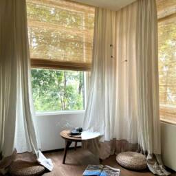 A Pair Of Patchwork Curtains, Heavy Weight Cotton Blend Custom Colour Block Curtains Living Room Drapery Panels, Bedroom - thumbnail 3