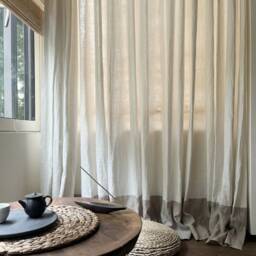 A Pair Of Patchwork Curtains, Heavy Weight Cotton Blend Custom Colour Block Curtains Living Room Drapery Panels, Bedroom - thumbnail 2