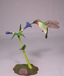 Open-Winged Ruby-Throated Hummingbird #2 Hand Carved Wooden Bird - thumbnail 2