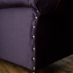 3 Seater Dark Purple Velvet Fabric Chesterfield Sofa, British Handmade - thumbnail 4