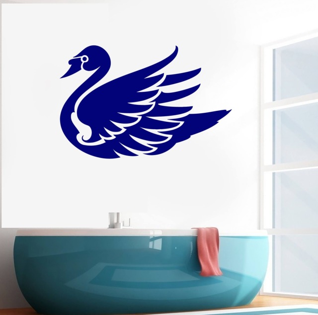 Wall Vinyl Decal Animal World Bird With Long Neck Swan Bathroom Decoration - #2456Dn - image 1