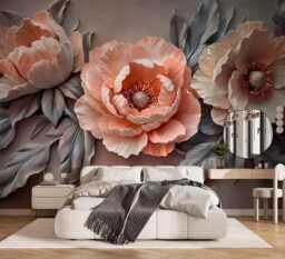 Huge Flowers Backdrop 3D Wall Mural For Living Room Peonies Decor Bedroom Wallpaper Peony Customizable Decals Removable - thumbnail 1
