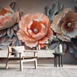 Huge Flowers Backdrop 3D Wall Mural For Living Room Peonies Decor Bedroom Wallpaper Peony Customizable Decals Removable - thumbnail 2