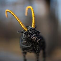 Capricorn Gift, Zodiac Art, Animal Art Sculpture, Metal Wire Figurine, Winter Decor, Hippie Home Brass Figurine - thumbnail 3