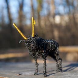 Capricorn Gift, Zodiac Art, Animal Art Sculpture, Metal Wire Figurine, Winter Decor, Hippie Home Brass Figurine - thumbnail 4