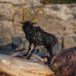Capricorn Gift, Zodiac Art, Animal Art Sculpture, Metal Wire Figurine, Winter Decor, Hippie Home Brass Figurine
