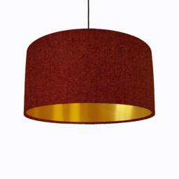 Terracotta Rust Tweed Lampshade in Herringbone Fabric & Gold Lining