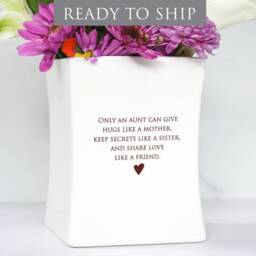 Unique Aunt Gift, Gift For Aunt, Birthday Or Wedding - Ready To Ship Square Vase - thumbnail 2