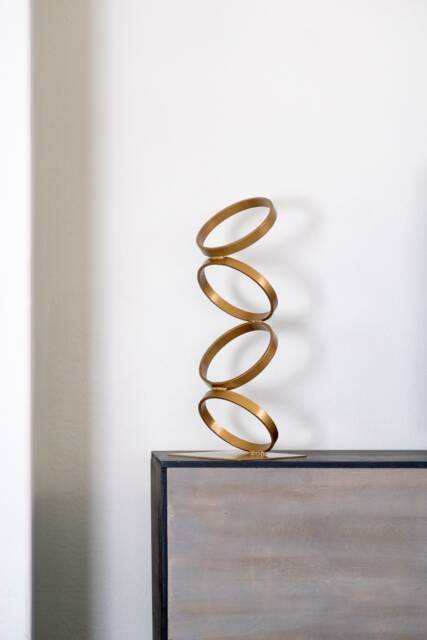 Gold Bronze Mid Century Modern Metal Sculpture Art Abstract Simple Contemporary Decor Modernist By Petrykowski Artworks - image 1