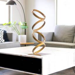 Gold Bronze Mid Century Modern Metal Sculpture Art Abstract Simple Contemporary Decor Modernist By Petrykowski Artworks - thumbnail 2