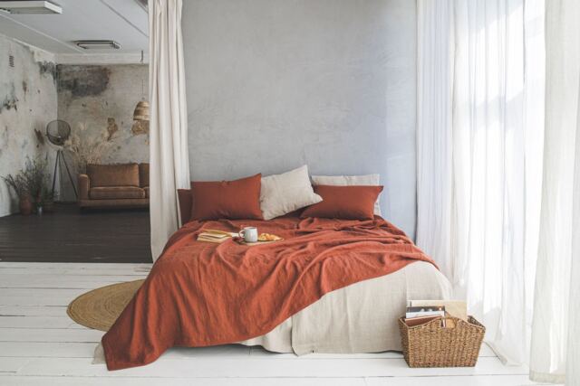 Heavyweight Linen Bedspread, Large, Softened Bed Cover, Natural Coverlet, Handmade Organic Throw Blanket - image 1