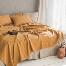 Heavyweight Linen Bedspread, Large, Softened Bed Cover, Natural Coverlet, Handmade Organic Throw Blanket - thumbnail 4