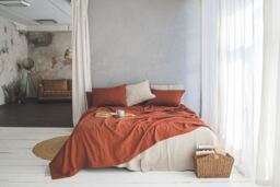 Heavyweight Linen Bedspread, Large, Softened Bed Cover, Natural Coverlet, Handmade Organic Throw Blanket