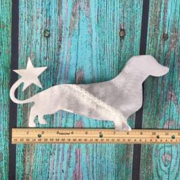 Dachshund, Weiner Dog, Dog Christmas Tree Topper, Holiday Decoration, Doxie, Metal Art, Handmade, Lovers Gift, Aluminum - thumbnail 4