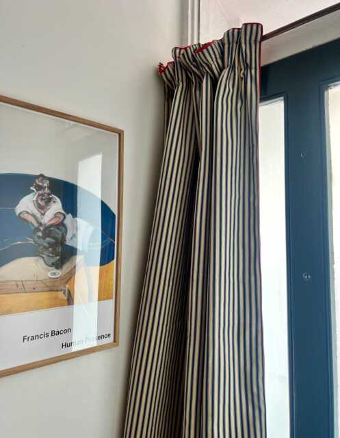 Ticking Stripe Thermal Door Curtain Fully Interlined in A Range Of Colours & Sizes - image 1