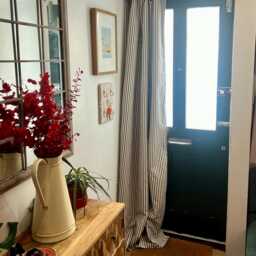 Ticking Stripe Thermal Door Curtain Fully Interlined in A Range Of Colours & Sizes - thumbnail 4