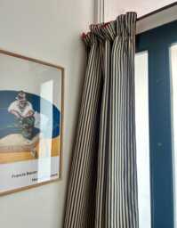 Ticking Stripe Thermal Door Curtain Fully Interlined in A Range Of Colours & Sizes - thumbnail 1