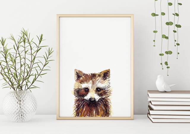 Racoon, 29, 7x42 cm, Print, Baby Gift, Best Friend Birthday Waschb??r, Wall Art, Watercolour, Home Decor, Urbanjunglestories - image 1