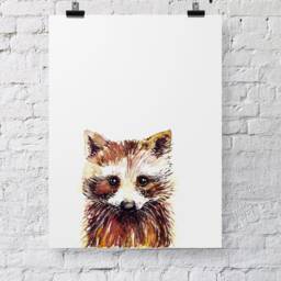 Racoon, 29, 7x42 cm, Print, Baby Gift, Best Friend Birthday Waschb??r, Wall Art, Watercolour, Home Decor, Urbanjunglestories - thumbnail 3