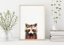 Racoon, 29, 7x42 cm, Print, Baby Gift, Best Friend Birthday Waschb??r, Wall Art, Watercolour, Home Decor, Urbanjunglestories - thumbnail 1