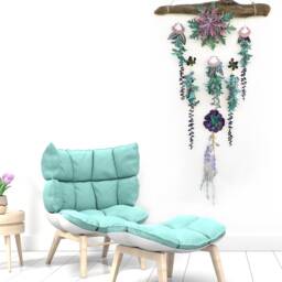 Handmade Sea Shell Wall Decor, Flower Hanging, Succulent Driftwood Art, Fairy Garden, Coastal Decor, Hanging - thumbnail 3