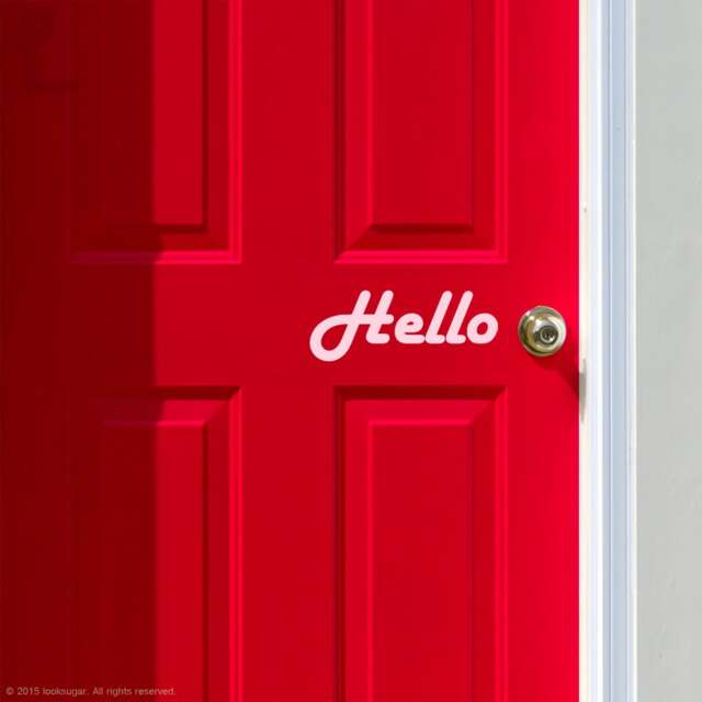 Hello Door Decal . Airbnb Greeting Custom Sign Vinyl Wall Retail Welcome Lswd - 0148/0149 - image 1