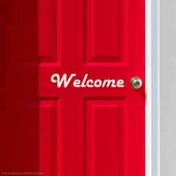 Hello Door Decal . Airbnb Greeting Custom Sign Vinyl Wall Retail Welcome Lswd - 0148/0149 - thumbnail 3