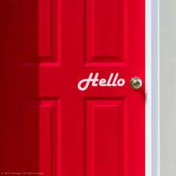 Hello Door Decal . Airbnb Greeting Custom Sign Vinyl Wall Retail Welcome Lswd - 0148/0149 - thumbnail 1