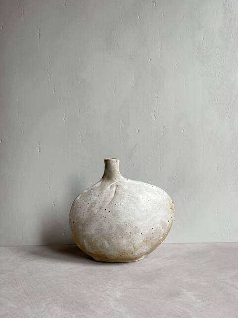 Skimming Stone Vase in Pebble Glaze, Decorative, Handmade Pottery, Stoneware Stem Vase - image 1