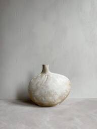 Skimming Stone Vase in Pebble Glaze, Decorative, Handmade Pottery, Stoneware Stem Vase - thumbnail 1