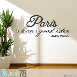 Paris Audrey Hepburn Quote Vinyl Wall Decal - Home Decor - thumbnail 1