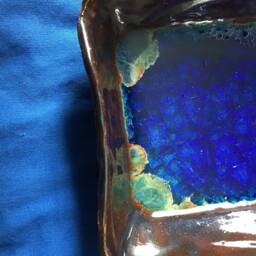 Handmade Clay Soap Dish With Deep Blue Stained Glass - thumbnail 2